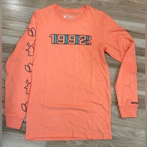 Dutch Bros Coffee SMALL Long Sleeve T Shirt Peachy Orange 1992 Retro Look